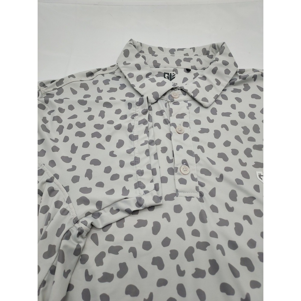 Graham Luxe Mens Grey Animal Print Golf Polo Shirt White GL1053M Large